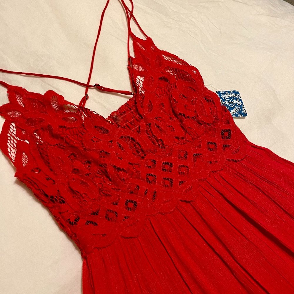 Free People Bright Red Adella Maxi Dress